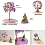 Buddha Statue with Healing Crystal Tree, Tree of Life for Positive Energy