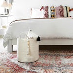 Decorative Rope Basket Wooden Bead Decoration with Handles