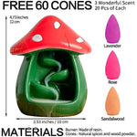 Cute Mushroom Incense Holder with 60 Incense Cones