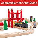 74 Pcs Wooden Train Set With Battery Operated Train Wooden Tracks