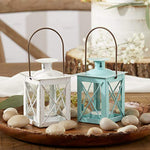 Luminous Metal Mini Lanterns Vintage Teal Light Candle Holders White