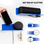 Floating Hanging Shelves with Cable Clips for Bedroom & Gaming Room - Set Of 2