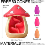 Cute Mushroom Incense Holder with 60 Incense Cones