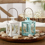 Luminous Metal Mini Lanterns Vintage Teal Light Candle Holders White