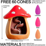 Cute Mushroom Incense Holder with 60 Incense Cones