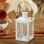 Luminous White Metal Lantern Tea Light Holder Medium Rustic Home Decor Lantern