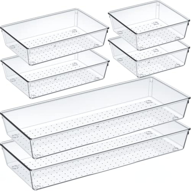 6 Pack  Acrylic Non Slip Non Cracking Drawer Storage Tray