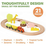 74 Pcs Wooden Train Set With Battery Operated Train Wooden Tracks