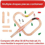 74 Pcs Wooden Train Set With Battery Operated Train Wooden Tracks
