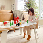 74 Pcs Wooden Train Set With Battery Operated Train Wooden Tracks