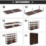 28 Pairs Portable Double Row with Nonwoven Fabric Cover Shoe Rack