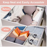 Foldable Closet Organizers and Storage Dresser Drawer Dividers for Clothes, Socks, Scarves & Ties
