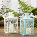 Luminous White Metal Lantern Tea Light Holder Medium Rustic Home Decor Lantern