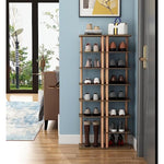 8 Tiers Stylish Wooden Space Saving Shoe Storage Stand/ Shelf/ Tower Free Standing for Entryway