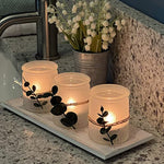 Frosted Glass Votive Candle Holders Tray Set