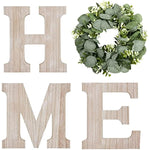 Wood Home Letters for Wall Art with Artificial Eucalyptus