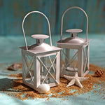 Luminous Metal Mini Lanterns Vintage Teal Light Candle Holders White