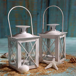 Luminous Metal Mini Lanterns Vintage Teal Light Candle Holders White