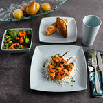 Soho Grayson Square Melamine Dinnerware Set Service For Four 16Pcs