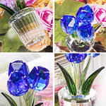 Pink Crystal Tulips Flower Figurines