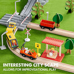 74 Pcs Wooden Train Set With Battery Operated Train Wooden Tracks