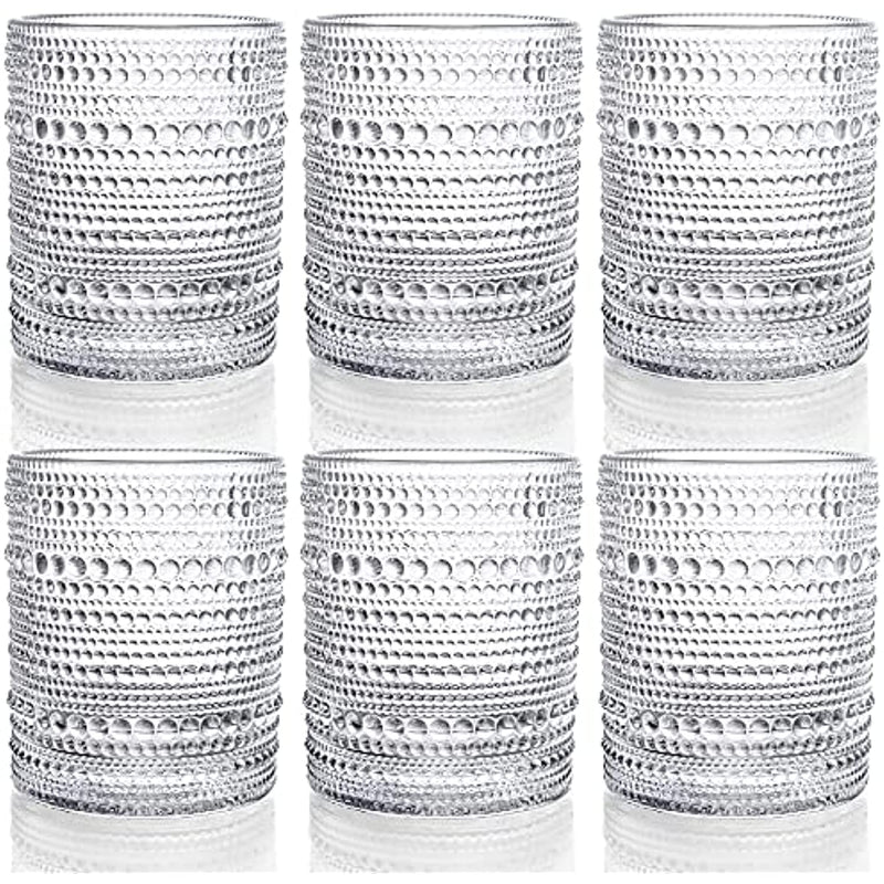 Set Of 6 Romantic Water Glasses 12 Oz Hobnail Glasses Tumbler